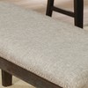 Vynxaria 63"W Transitional Bench Espresso/Warm Gray Tones, Fabric Padded Seat and Back, Nailhead Trim, Solid Wood Build - 3 of 4