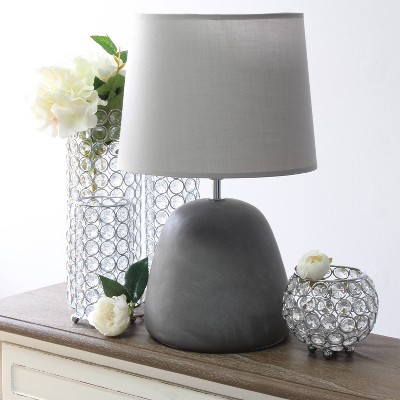 Gray Concrete Table Lamp with Fabric Shade