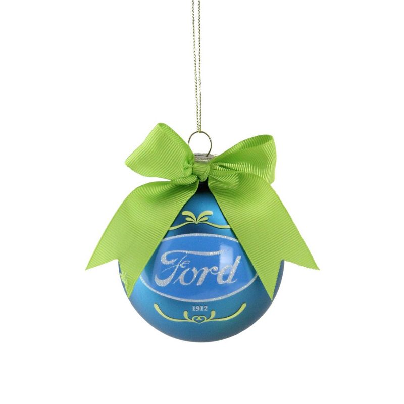 Northlight 2.75" Officially Licensed "Ford" Logo Glass Ball Christmas Ornament - Blue/Green, 1 of 4