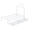 CAVINAS Twin Size Bed Frame with House-Shaped Headboard Design, Twin Size Metal Platform Bed, White - 4 of 4
