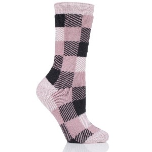 Heat Holder® Women's Britney LITE™ Buffalo Checked Crew Socks| Thermal Yarn | Medium-Thick Socks Casual Shoes + Boots | Warm + Soft, Hiking, Cabin, Cozy at Home Socks | 5X Warmer Than Cotton - 1 of 4