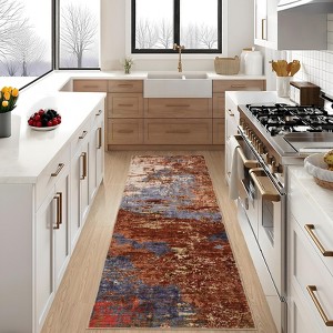 Modern Area Rug Washable Non-Slip Abstract Floor Mat, Non-Shedding Contemporary Accent Rug - 1 of 4