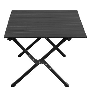 Naysaye Patio End Tables Folding Camping Table Carbon Steel Roll Up Design 220lbs Load Capacity for Outdoor Use, Black, 33.86"*23.62"*16.54" - 1 of 4