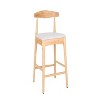 24" Counter Stools Upholstered Counter Stools with Wood Legs Island Dining Room Bar(Nature Frame And Beige Cushion) - 4 of 4