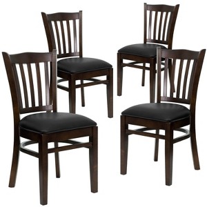 Flash Furniture 4 Pack HERCULES Series Finished Vertical Slat Back Wooden Restaurant Chair - 1 of 1