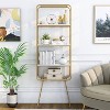 HOMES: Inside + Out 71" Jasper 5 Shelf Glam Bookcase Gold: Luxury Style, MDF & Steel, Open Back Design - 2 of 4