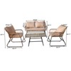 Patio Furniture Set of 4,Outdoor Wicker Conversation Sets,1Loveseat & 2 Armchairs with Cushion and Pillow,Glass Top Table for Backyard,Porch,Balcony - 3 of 4