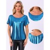 Allegra K Women's Metallic Off Shoulder Short Sleeve Boat Neck Blouse - 2 of 4