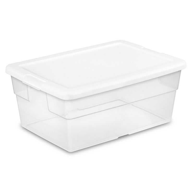 Sterilite 16qt Clear Storage Box with Lid White, 1 of 11