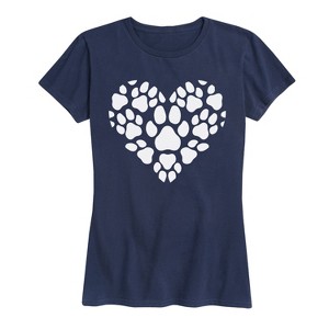 Women's - Instant Message - Pawprint Heart White Short Sleeve Graphic T-Shirt - 1 of 4