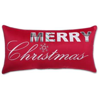 13.5"x25" Oversized Merry Christmas Lumbar Throw Pillow Cover Red - Pillow Perfect