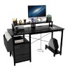 PAGED Computer Desk with Drawer and Power Outlets, 47" Office Desk with 2 Monitor Stands and Fabric Cabinet, with Shelves and Hooks, Rustic Brown - 4 of 4
