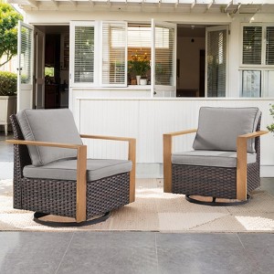 Buenhomino Patio Chairs Set of 2, Outdoor Swivel Rocker Patio Chairs, Metal Patio Furniture with Deep Seating and Wide Arm for Deck, Porch, Yard - 1 of 4