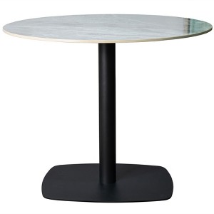 Round Dining Table with Sintered Stone Top and Square Stainless Steel Pedestal Base – Seats 2–3 People, Kitchen & Dining Room Table for Cafes - 1 of 4