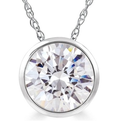 Pompeii3 VS 1 Ct Solitaire Lab Created Diamond Pendant Necklace in 14k White or Yellow Gold
