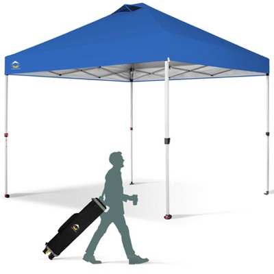 CROWN SHADES 10x10 Pop Up Canopy - Beach Tent with One Push Setup - Easy Outdoor Sun Shade for Events, Parties, Camping - Gazebo with STO-N-Go Cover Bag, Silver Coated Top
