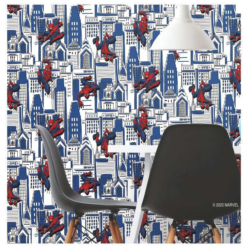 Spider-Man Cityscape Peel and Stick Kids&#39; Wallpaper Red/Blue/Gray - RoomMates, 2 of 9