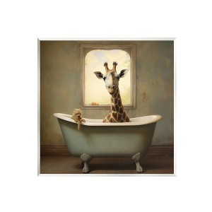 Stupell Industries Vintage Giraffe in Tub Wall Plaque Art - 1 of 4