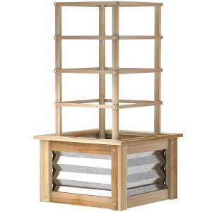 Aghana Digitals Fir Wood Elevated Planter Box with Adjustable Trellis, Galvanized Steel Sides, Open - 1 of 4