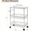 3 Tier Rolling Storage Cart - Utility Trolley with Wire Storage Shelving, Kitchen Cart On Wheels (23.6"×13.8"×31.5") for Bathroom Laundry - 3 of 4