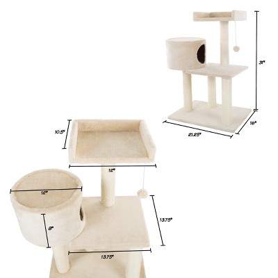 Beige 3-Tier Cat Tree with Sisal Rope Scratching Posts