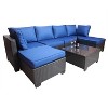 Janey 7-Piece PE Rattan Patio Conversation Set, Patio Sectional Sofa Set with Coffee Table, Outdoor Furniture - Maison Boucle - 3 of 4