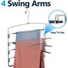 Pants Hangers 3 Pack,5 Tier Closet Organizers and Storage Clothes Hanger, Space Saving with Swing Arm, Metal Hanger Clothes Organization for Pants - 2 of 4