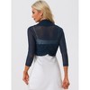 INSPIRE CHIC Women's Semi Sheer Open Front Elegant 3/4 Sleeves Mesh Bolero Shrug - 4 of 4