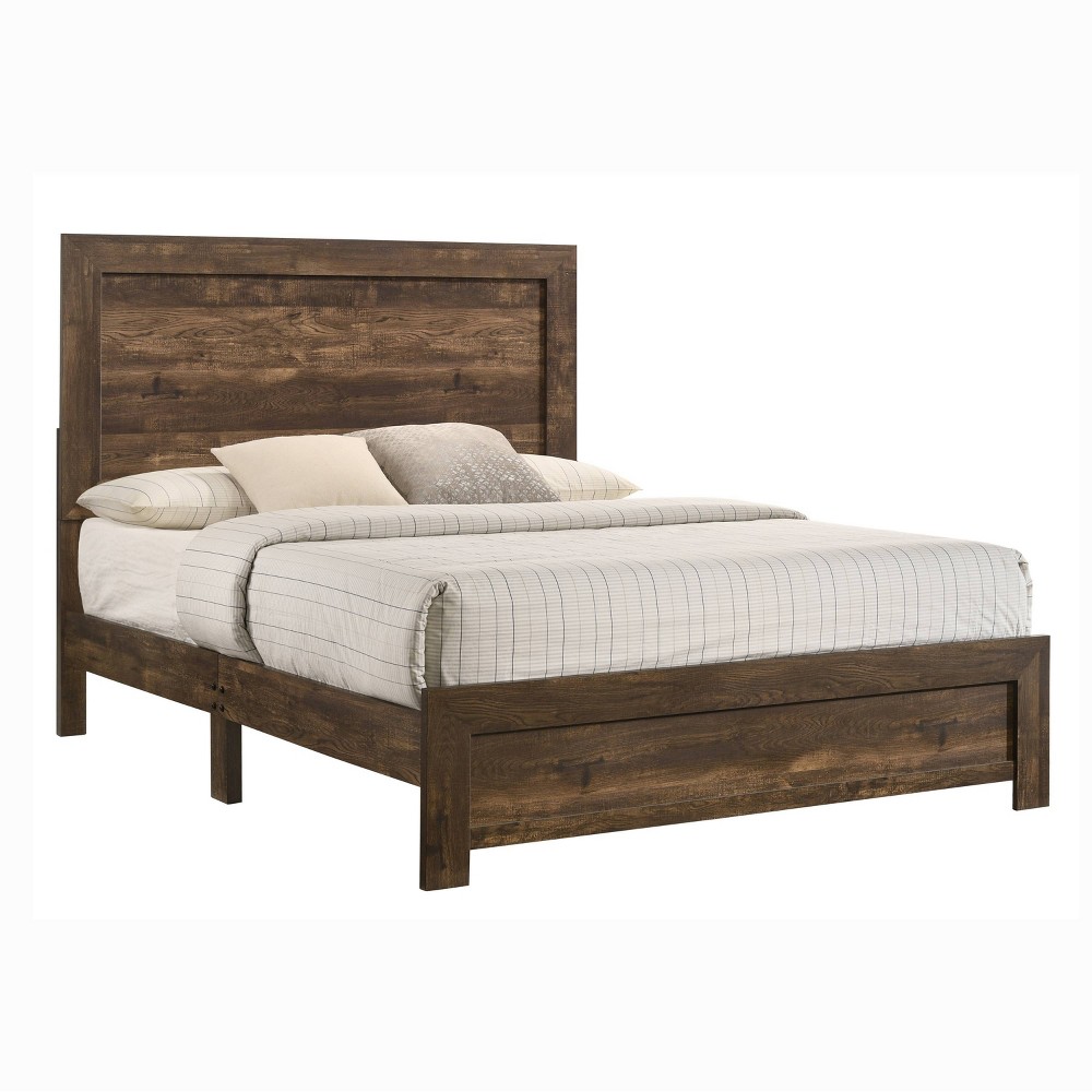 Photos - Bed Queen Culver Rustic Low Profile  Frame Walnut - miBasics: Modern Farmho