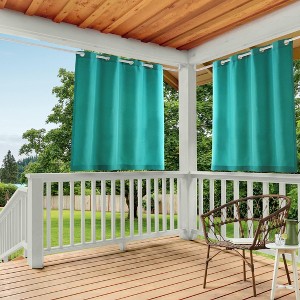 Exclusive Home Cabana Solid Indoor/Outdoor Light Filtering Grommet Top Curtain Panel Pair - 1 of 4