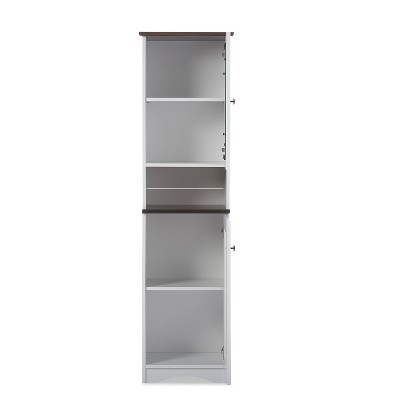 Lauren White and Dark Brown Two-Tone China Cabinet with Glass Door