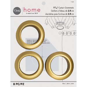 Dritz Set of 8 Home 1-9/16" Curtain Grommets Brass: Plastic Sewing Fasteners, Gold, Eyelets for Curtains, 1.56" Diameter - 1 of 4
