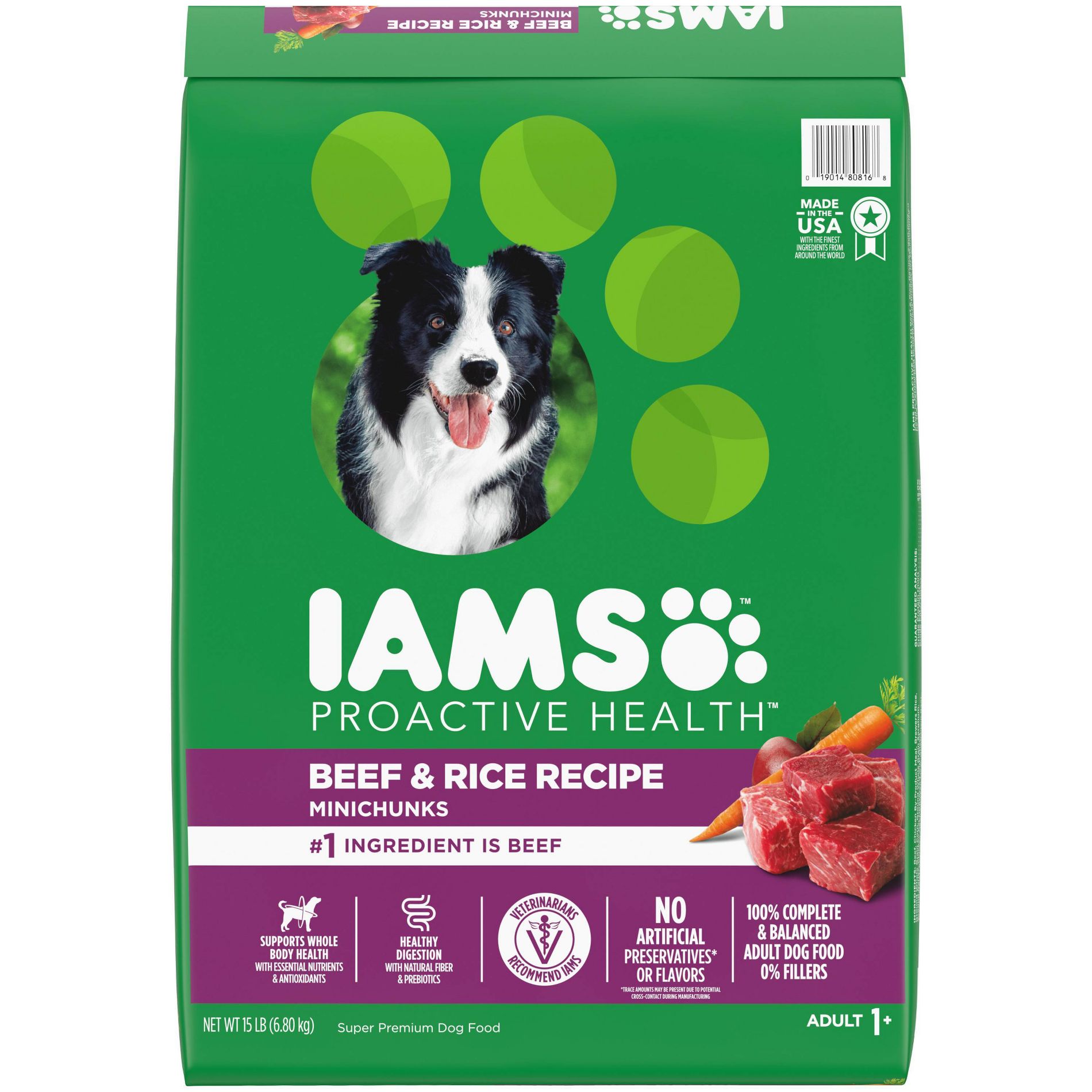 IAMS Proactive Health Minichunks Beef and Rice Flavor Recipe Adult Dry Dog Food - 15lbs