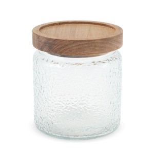 Unique Bargains Texture Decorative Glass Jar with Lid 1 Pc - 1 of 4