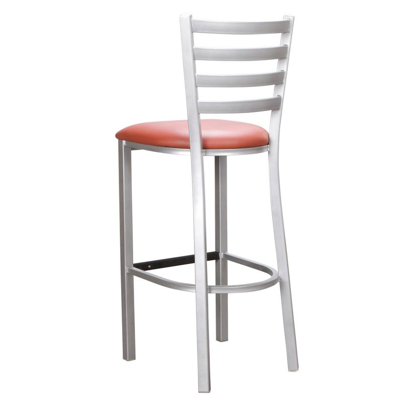 Set of 2 Baxter Slat Back Metal Faux Leather Upholstered Barstools Silver/Peach - Linon, 6 of 16