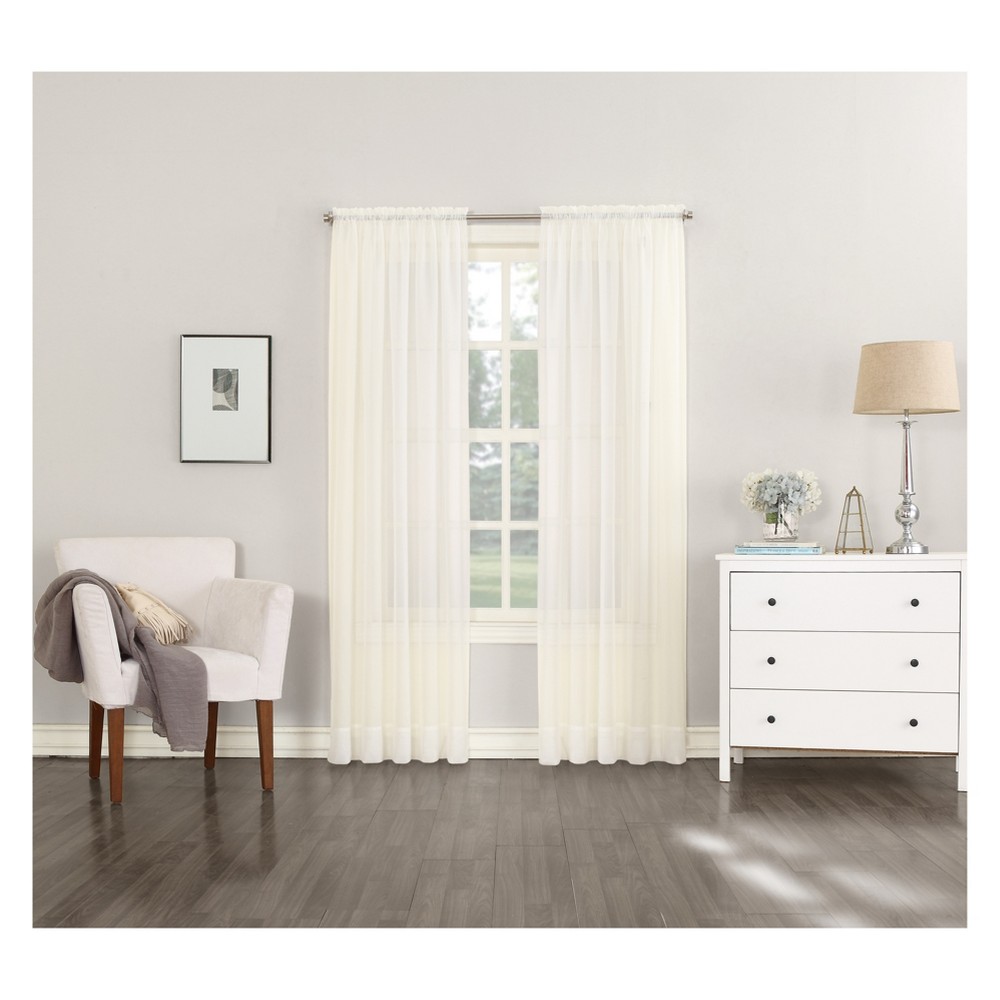 Photos - Curtain Rod / Track 95"x59" Emily Sheer Voile Rod Pocket Curtain Panel Off White - No. 918