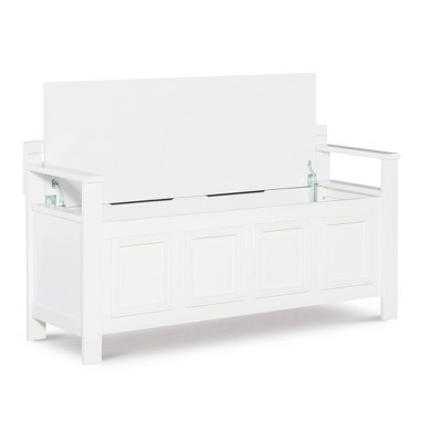 White Coastal Cottage Storage Bench with Flip-Top Lid