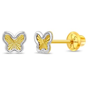 Girls' Two Tone Butterfly Screw Back 14k Gold Earrings - In Season Jewelry - 1 of 4