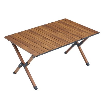 1-Piece Brown Folding Outdoor Table with Lightweight Aluminum Frame
