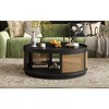 TIRAMISUBEST Wooden Mid-Century Modern Coffee Table, 36.8'' Round Cane Center Table Cocktail Table with PE Rattan Side for Living Room - 3 of 4