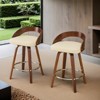 Bar Stools Set of 2, Swivel Bar Height Stools with Low Back, Wood Bar Chairs with Soft Cushion Seat, 25-Inch Seat Height - Leovsnove - 3 of 4