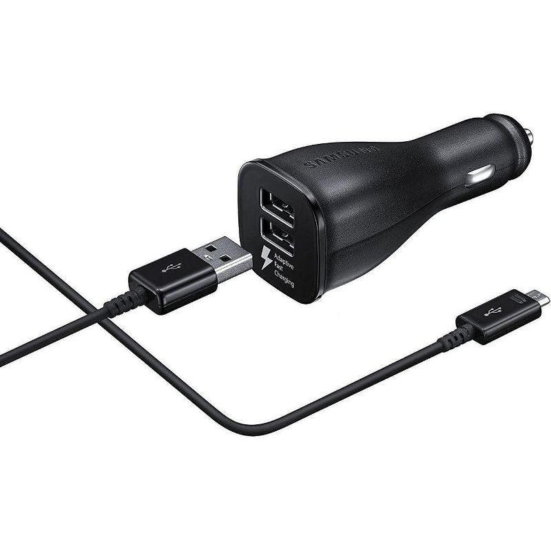 Samsung Fast Charge Dual-Port Car Charger With USB-C and Micro USB Cables Included - EP-LN920BBEGUS, 1 of 6