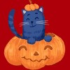 Junior's Design By Humans Halloween Cat In A Pumpkin By wubbadub T-Shirt - 2 of 3