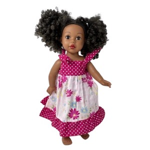 Doll Clothes Superstore Pink Flower And Dot Trim Sundress Compatible With 18 Inch Girl Dolls - 1 of 4