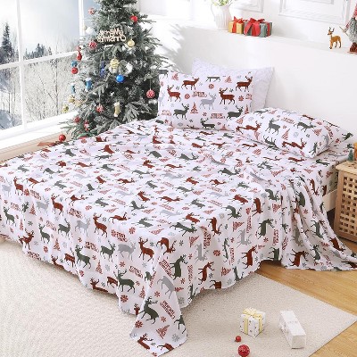 GustoWave Christmas Red Boho Bed Sheets Set with 16 Inches Deep Pocket