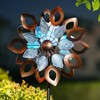 Cyan Oasis 73.5-Inch Retro Dahlia Solar Wind Spinner - 4 of 4