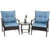 VYNXARIA 3 Pieces Patio Set Outdoor Wicker Furniture Sets Modern Rattan Chair Conversation Sets with Coffee Table,Blue - 2 of 4
