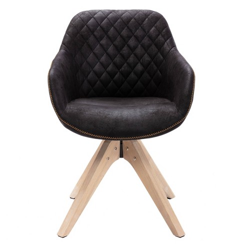Upholstered Swivel Dining Armchair Suede Black Kinwell Target