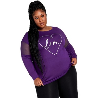 Avenue Women's Plus Size Mesh Sleeve Top