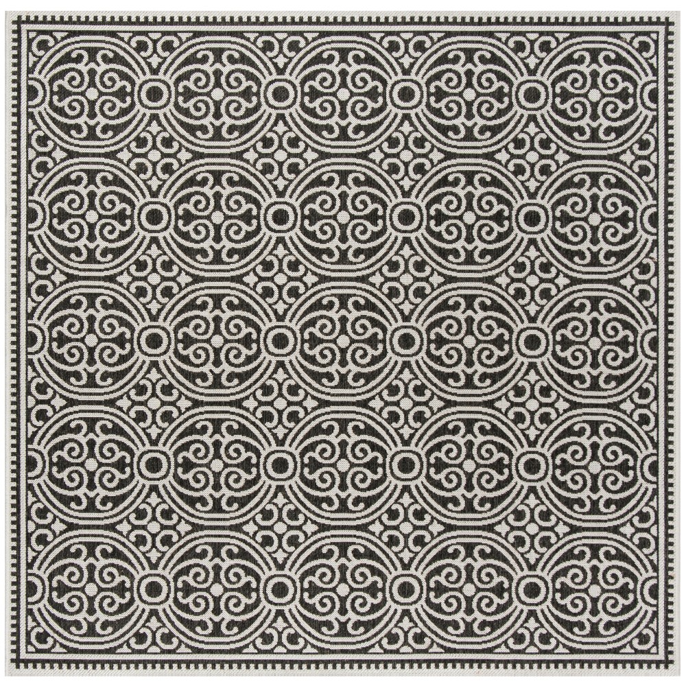 7'x7' Medallion Loomed Square Area Rug Light Gray/Charcoal - Safavieh